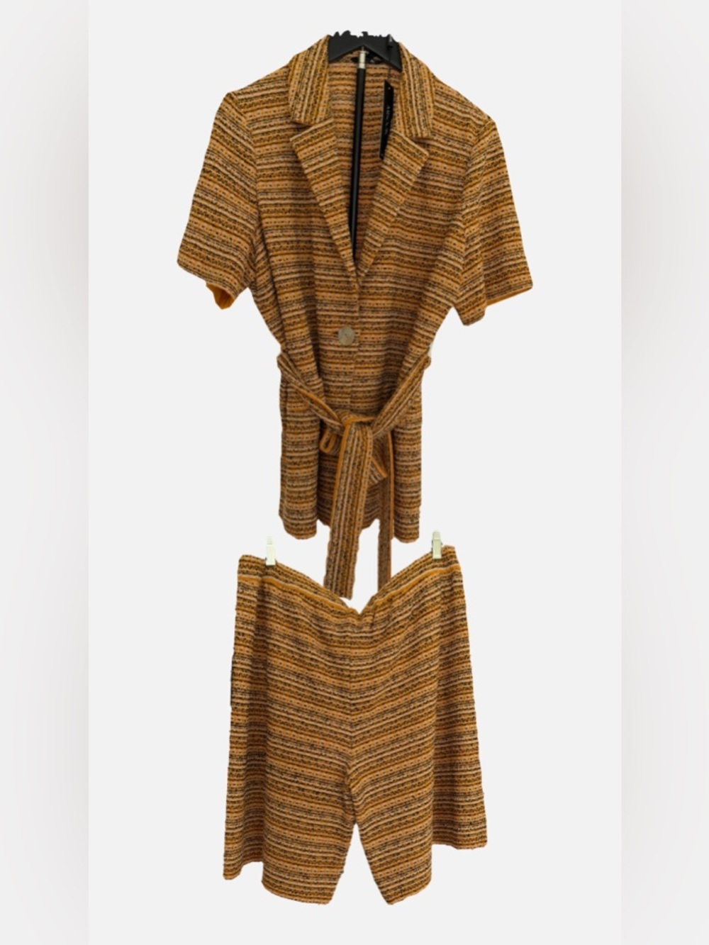 Missook Tweed Knit Blazer & Shorts Set NWT Size XL